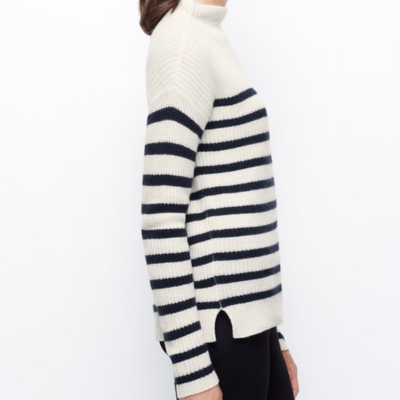 Ann Taylor XL Striped Funnel Neck Cashmere Sweater - Picture 2 of 4
